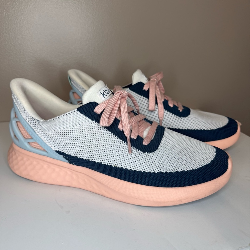 Kizik Athens Bahama Hands Free White-Pink-Navy Sneakers Women’s‎ 11 / Men’s 9.5